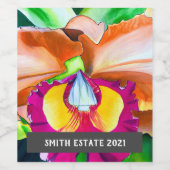 Étiquette de vin d'art de l'aquarelle d'orchidée t (Étiquettes simples)