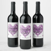 Étiquette de vin de coeur de papillon violet (Bouteilles)