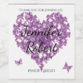 Étiquette de vin de coeur de papillon violet (Étiquettes simples)
