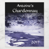 Étiquette de vin de Cold Creek bleu et blanc (Étiquettes simples)