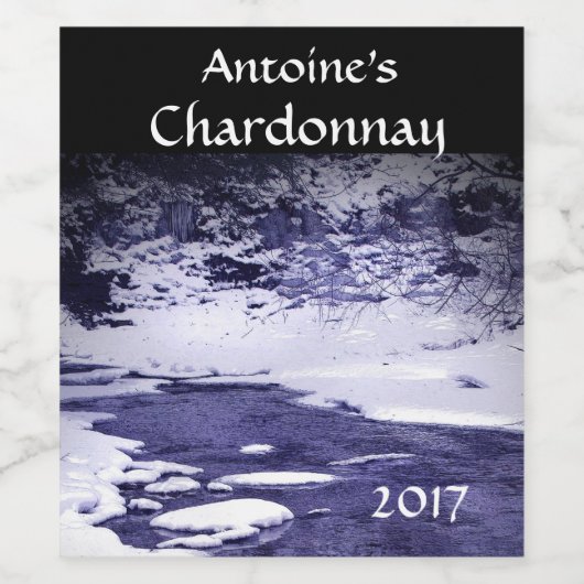 Étiquette de vin de Cold Creek bleu et blanc (Étiquettes simples)