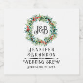 Étiquette de vin de couronne de Noël (Étiquettes simples)