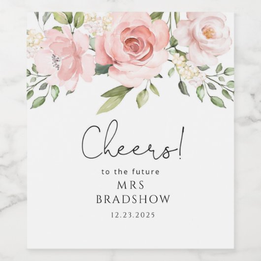 Étiquette de vin de douche à fleurs blanches (Étiquettes simples)