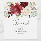 Étiquette de vin de douche à fleurs rouges bordeau (Étiquettes simples)