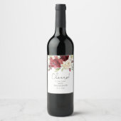 Étiquette de vin de douche à fleurs rouges bordeau (Devant)