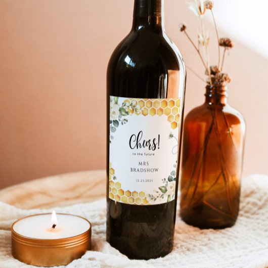 Étiquette de vin de douche de la mariée