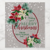 Étiquette de vin de fête de Noël Poinsettia Floral (Étiquettes simples)