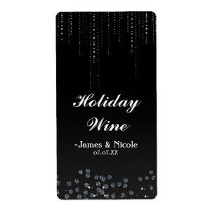 Étiquette de vin de fête diamant scintillant stras