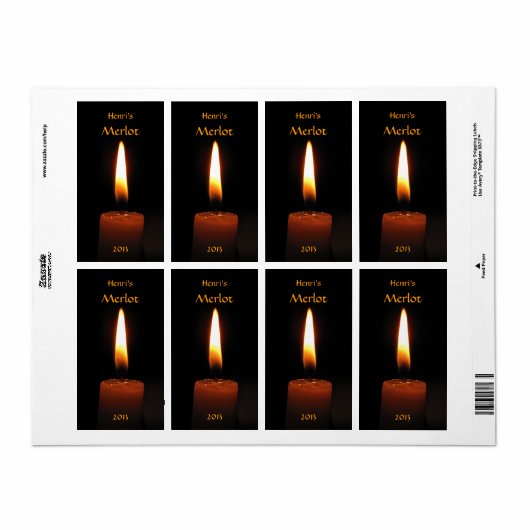 Étiquette de vin de flamme à bougie (Feuille entière)