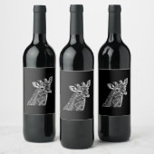 Étiquette de vin de girafe noir et blanc (Bouteilles)