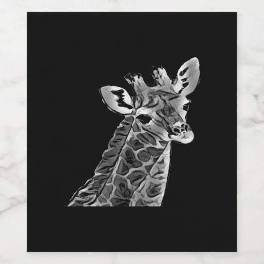 Étiquette de vin de girafe noir et blanc (Étiquettes simples)