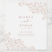 Étiquette de vin de mariage à la rose blanche élég (Étiquettes simples)