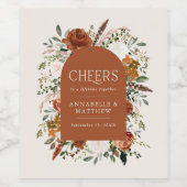 Étiquette de vin de mariage florale en terre cuite (Étiquettes simples)