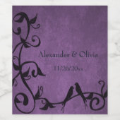 Étiquette de vin de mariage Purple Lovebirds (Étiquettes simples)