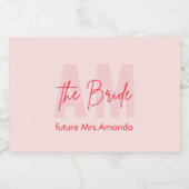 Étiquette de vin de mariée personnalisé | Pink Mon (Étiquettes simples)