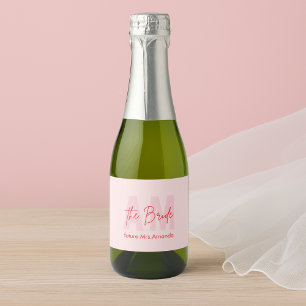Étiquette de vin de mariée personnalisé Pink Mon