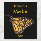 Étiquette de vin de monarque orange jaune noir (Étiquettes simples)