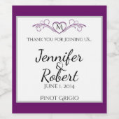 Étiquette de vin de Monogramme de couleur violette (Étiquettes simples)