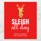 Étiquette de vin de Noël de Noël de Sleigh | Rouge (Étiquettes simples)