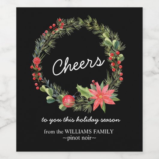 Étiquette de vin de Noël de verdure (Étiquettes simples)