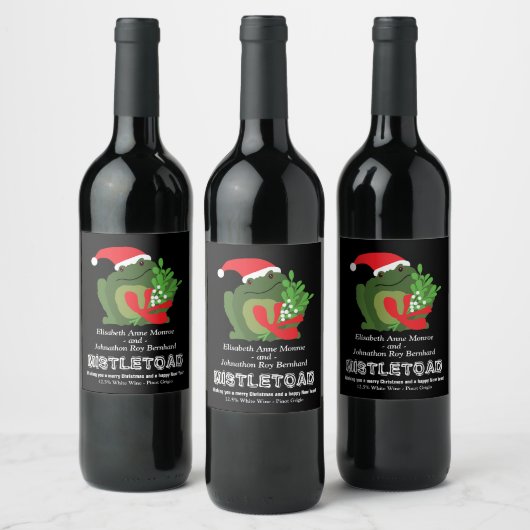 Étiquette de vin de Noël Mistle'toad (Bouteilles)