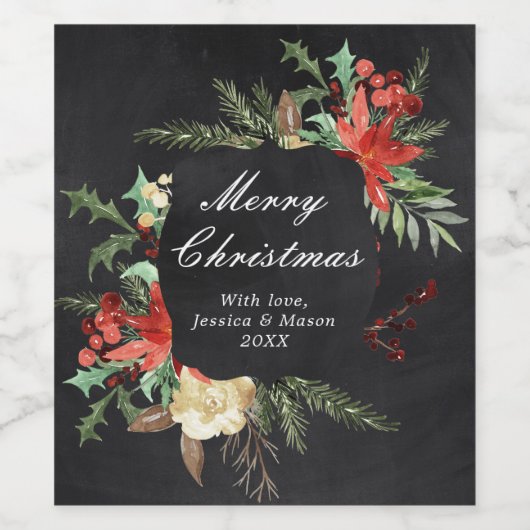 Étiquette de vin de Noël rustique (Étiquettes simples)