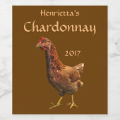 Étiquette de vin de poulet Brown et rouge Hen (Étiquettes simples)
