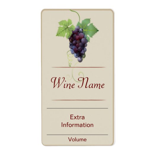 Étiquette de vin de raisin rouge (Devant)