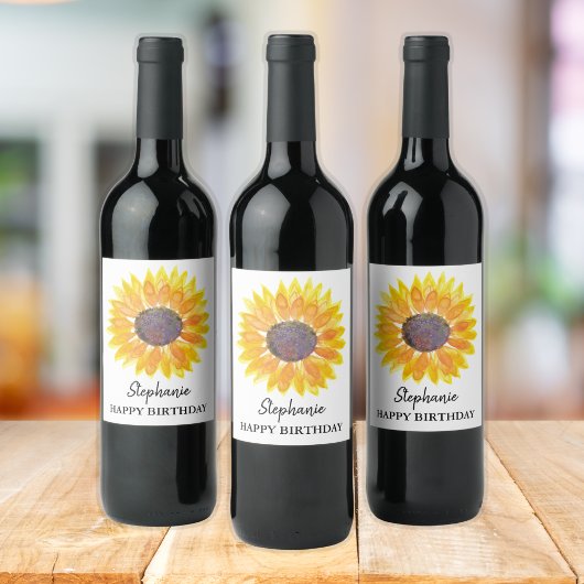 Étiquette de vin de tournesol personnalisé