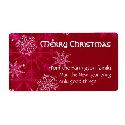 Étiquette de vin de vacances de Noël rouge et blan (Devant)