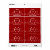 Étiquette de vin de vacances rouge et blanc (Feuille entière)