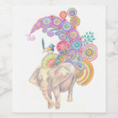 étiquette de vin d'éléphant et d'oiseau (Étiquettes simples)