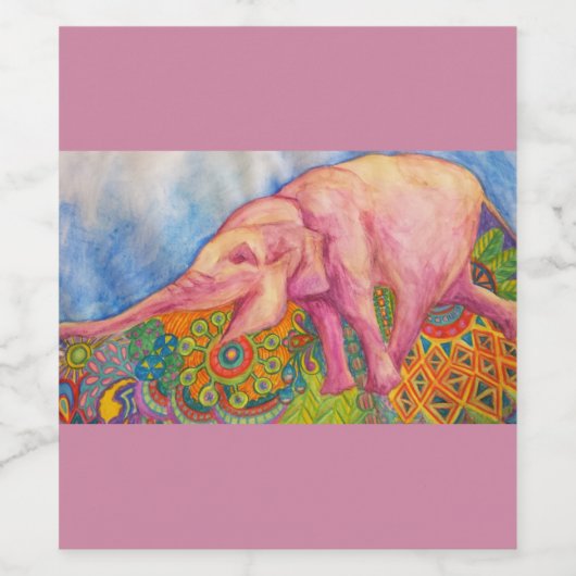 étiquette de vin d'éléphant rose (Étiquettes simples)