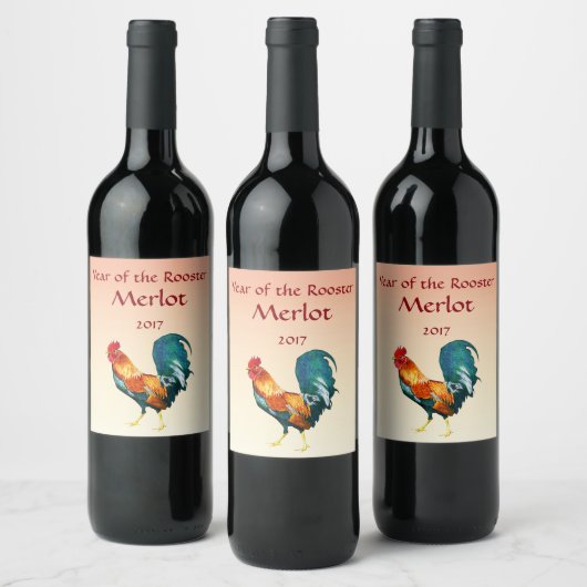 Étiquette de vin d'Oiseau de coq rouge (Bouteilles)