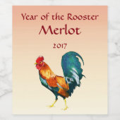 Étiquette de vin d'Oiseau de coq rouge (Étiquettes simples)