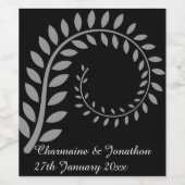 ÉTIQUETTE DE VIN EN ARGENT BOTANIQUE NOIR PERSONNA (Étiquettes simples)