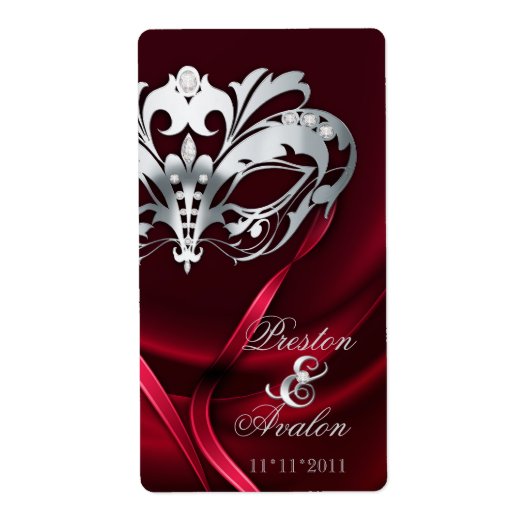 Étiquette de vin en argent Masquerade rouge bijoux (Devant)
