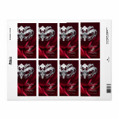 Étiquette de vin en argent Masquerade rouge bijoux (Feuille entière)