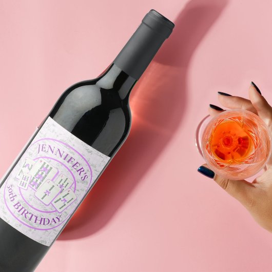 Étiquette de vin en mosaïque de Mahjong pour décor