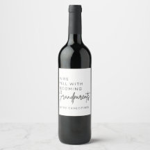 Étiquette de vin Faire-part bébé | Grands-parents