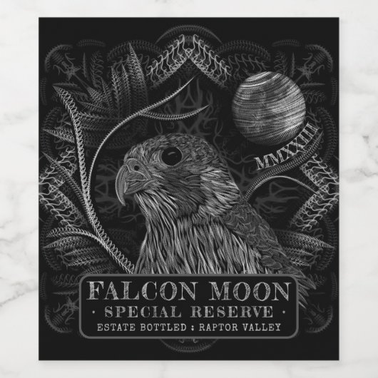 Étiquette de vin Falcon Pleine lune (Étiquettes simples)