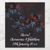 ÉTIQUETTE DE VIN FLEUR DE CERISIER ROUGE BLEU NOIR (Étiquettes simples)