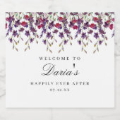 Étiquette de vin floral pourpre (Étiquettes simples)