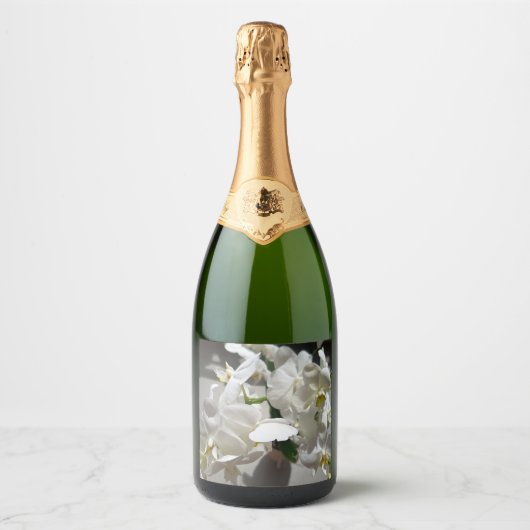 Étiquette de vin florale à fleurs blanches (Devant)