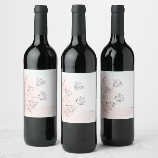 Étiquette de vin florale aquarelle rose romantique (Bouteilles)