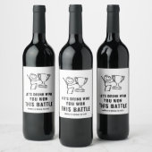 Étiquette de vin Fun & Trendy Noir et Blanc Batail (Bouteilles)