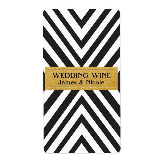 Étiquette de vin géométrique noir et blanc avec li (Devant)