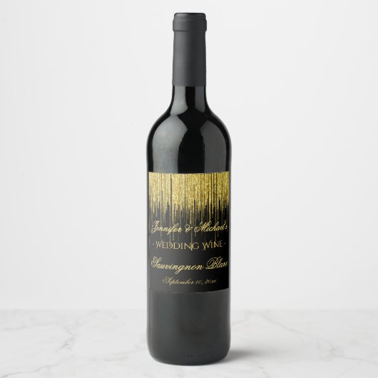Étiquette de vin Gold Parties scintillant Streams (Devant)