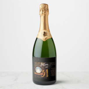 Étiquette de vin Halloween Boule de Cristal