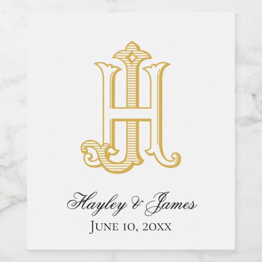 Étiquette de vin HJ Monogram ou JH Monogram